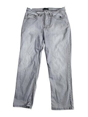 Lee Easy Fit Capri Jeans Womens 8 Medium Gray Light Wash Mid Rise Stretch Denim